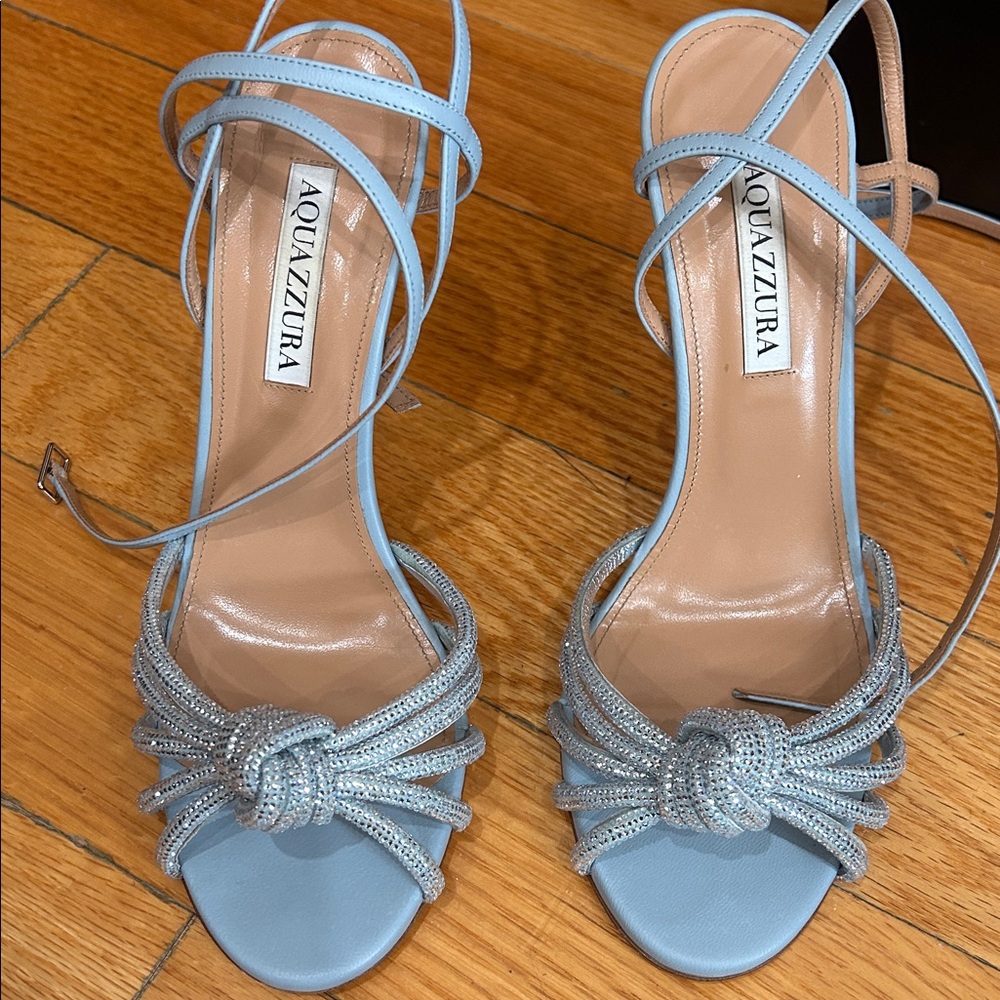 Aquazzura Light Blue Knotted Sandals